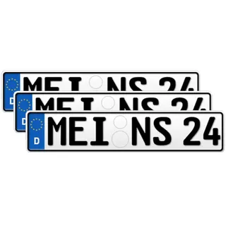 DirektSchild Kennzeichen KFZ Nummernschild 520x110 mm – DIN-Zertifiziertes Aluminiumschild für Auto & Fahrradträger, individuelles KFZ-Kennzeichen, wetterfest & langlebig, für Autozulassung (3 Stück)