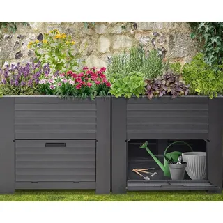 Dynamic24 XXL Hochbeet Garten Schrank 400L Frühbeet Kräuterbeet Pflanzkasten Pflanztisch - Grau