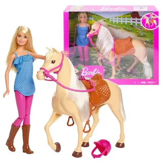 Barbie Pferd & Puppe blonde Haare