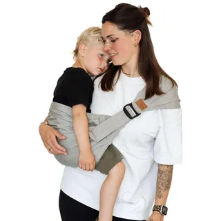 Qookie® GO Hüfttrage Stone – Ergonomische Baby- & Kleinkindtrage, kompakt & schnell | ab 6 Monate bis 5 Jahre | bis 20kg | 100% Bio-Baumwolle | Gr. 74–122