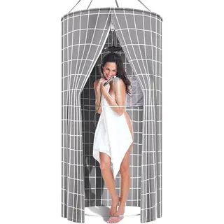 Duschvorhang rund, 90x200 cm, wasserdicht, Outdoor Camping & Strand, Privatsphäre, Hängend, Dusche & Toilette - Grau