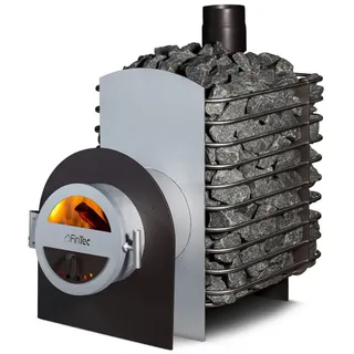 FinTec LORA Loko MH Holzofen mit Außenbefeuerung 14,6 kW Saunaofen Holzbefeuert