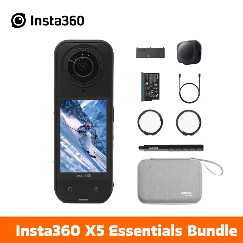 Insta360 X5 Action-Kamera, neue 8K 30fps Version, austauschbare Objektive, Triple-IA-Chip, hervorragende Leistung bei schlechten Lichtverhältnissen, volle Minutenaufnahmezeit, Insta 360 X5