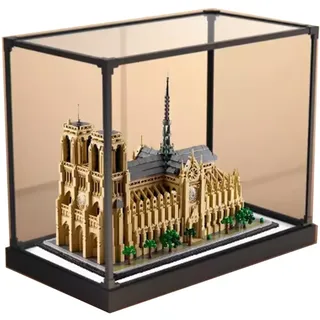 Acryl-Vitrine für Lego 21061 Notre Dame de Paris Modell, staubdichte, transparente Sammlungsvitrine (nur Displaybox) (weißer Sockel)