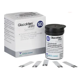 GlucoMen Blutzucker-Teststreifen GlucoMen areo Sensor Teststreifen, Spar-Set 50-St., Diabeteskontrolle