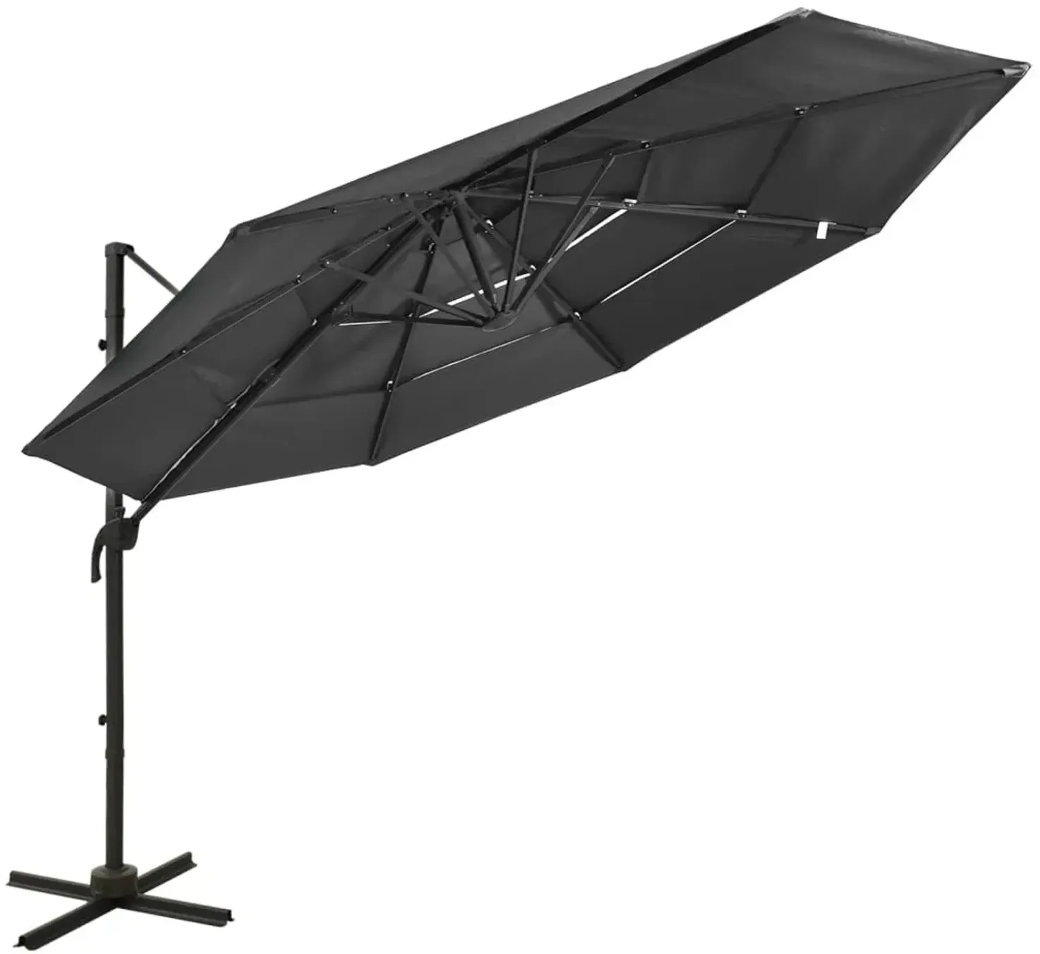 furnicato Sonnenschirm mit Aluminium-Mast 4-lagig Anthrazit 3x3 m