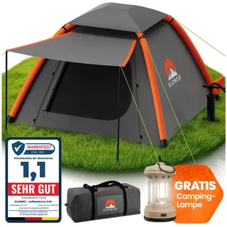 eloneo Grau Aufblasbares Zelt mit Vordach & Luftpumpe, Camping Zelt wasserdicht, Luftzelt Ultraleicht