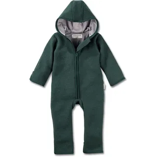 Hofbrucker Baby Walkoverall aus 100% Merino Wolle, kuschelig warmer Wollwalkanzug von Herbst bis Frühling (62-68, Waldgrün) - 62-68