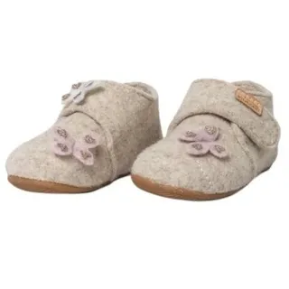 Living Kitzbühel Hausschuhe Klettschuh Sissi Schmetterling (Wolle) Unifarben oat milchweiss Kleinkinder Mädchen (24-26)