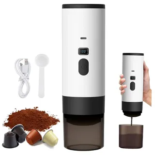 Yolispa Tragbare Kaffeemaschine Elektrische Espressomaschine Kapselmaschine für unterwegs oder Camping 15 Bar Camping Kaffeemaschine Kompatibel mit Nespresso Dolce Gusto Kapsel