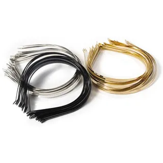 Pamtns Haarreifen Damen - Dünn 30 Stück Glatte Metall Stirnbänder DIY Handwerk Rahmen Haarband für Unisex Silber Gold Schwarz