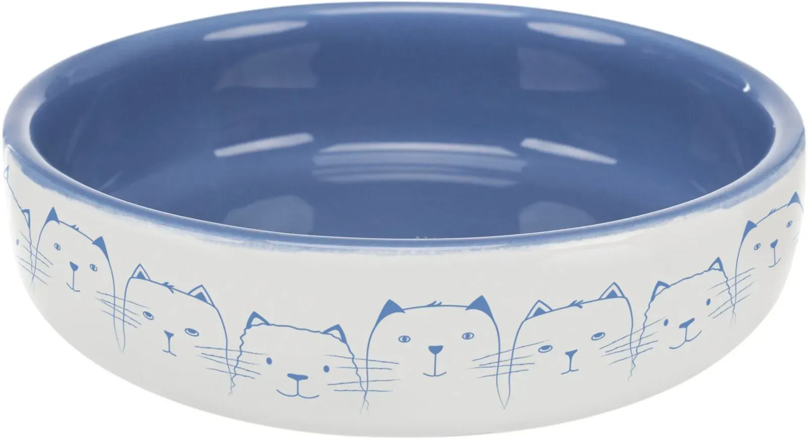 TRIXIE Napf, flach, Hello my little cat, Keramik, 0,3 l / Ø 15 cm, hellblau / we...