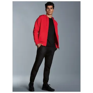 Freizeitanzug TRIGEMA "TRIGEMA Jogginganzug mit Kapuze und Reißverschluss", Herren, Gr. S, rot (vulcano), 70% Baumwolle, 30% Polyester, Sportanzüge