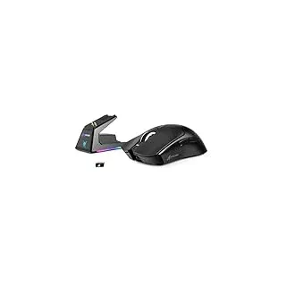 MAMBASNAKE x Attack Shark X1 Gaming-Maus mit Ladestation, 49g Ultralight, 40K DPI PAW3395 PRO-Sensor, 1000Hz Abfragerate, BT/2,4G Wireless/Wired PC Office-Maus mit Grip Tape für Mac/Win11 - Schwarz