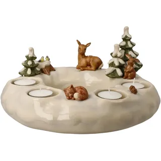 GOEBEL Teelichthalter Adventskranz Winterwald - Winterwald Weihnachten