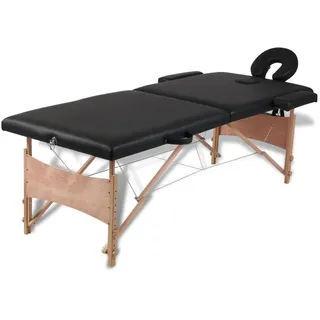 vidaXL Massageliege Klappbar 2-Zonen mit Holzgestell Schwarz