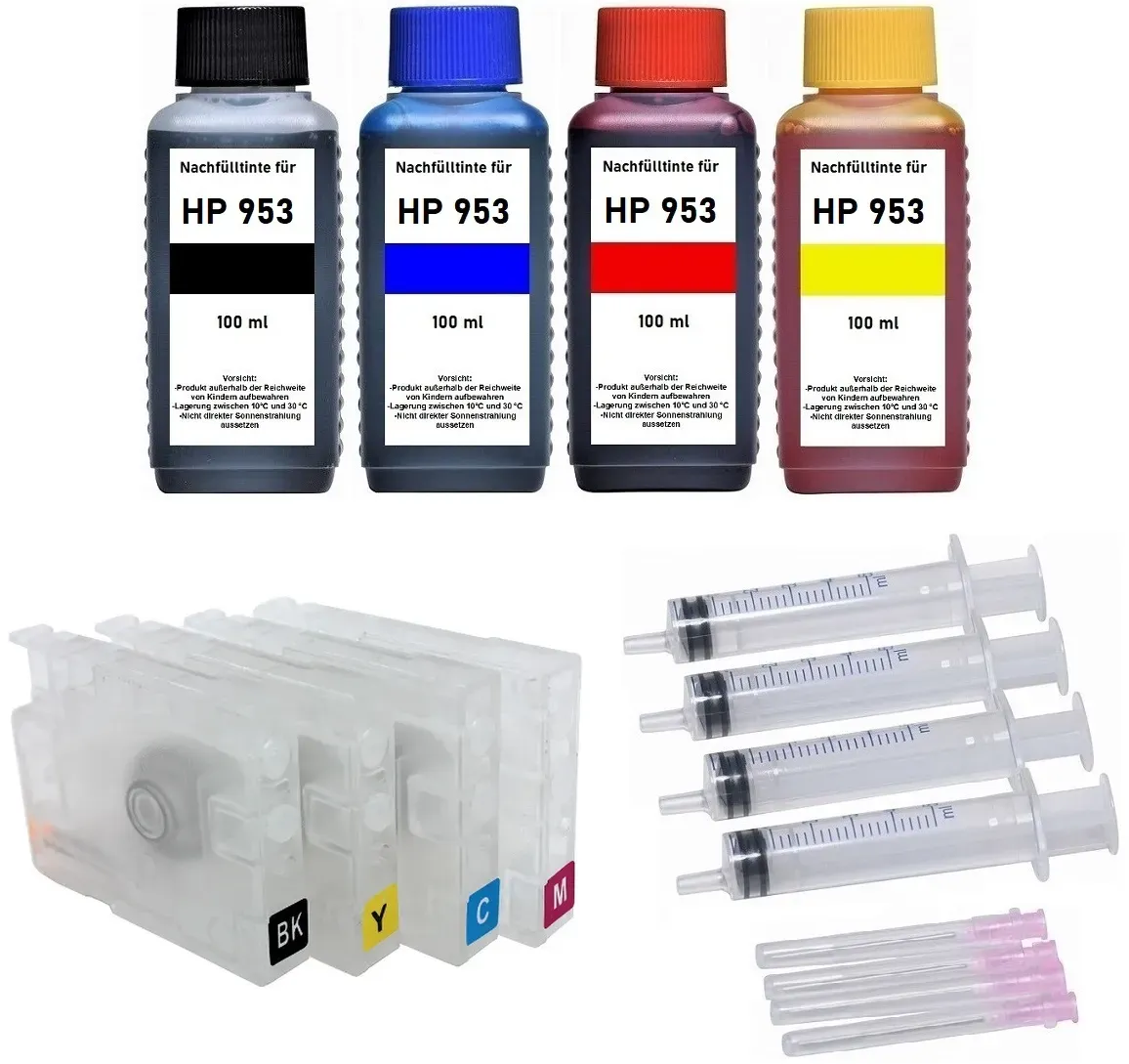 Wiederbefüllbare Tintenpatronen HP 953 + 400 ml Nachfülltinte