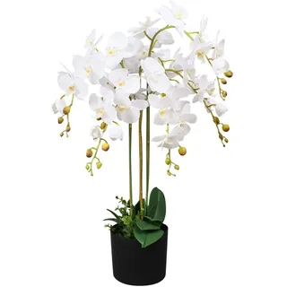 vidaXL Künstliche Orchidee mit Topf 75 cm Weiß