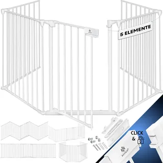 Kesser KESSER® Kaminschutzgitter mit Tür Metall Ofenschutzgitter Laufgitter Laufstall Absperrgitter Tierschutzgitter Türschutzgitter für Kinder-Sicherung