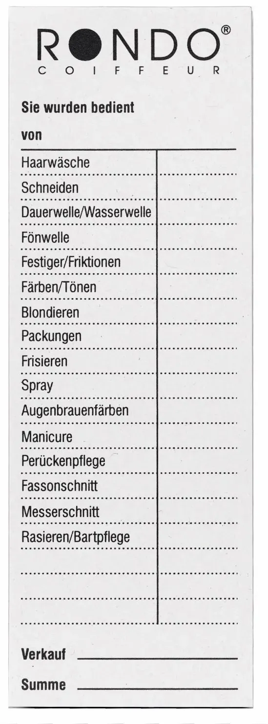 Rondo Bedienungsblöcke 10 Stück á 100 Blatt - Weiß
