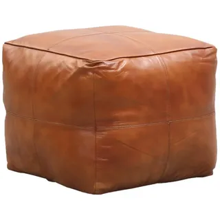 Marrakesch Orient & Mediterran Interior Vintage Pouf Sitzkissen Hocker aus Leder Fjord