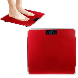 Körperfettwaage, Smart BMI Scale, Digital Personenwaagen, Badezimmer Drahtlose Gewichtsskala, Elektronische Multifunktionswaage, Intelligentes Digitales Körperfettwaage mit LED-Großbildschirm (Rot)