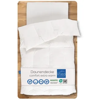 LINEA by böhmerwald - comfort- 4-Kammer-Kassettenbett superwarm, 135x200, 90% neue flauschige Daunen / 10% Federn Klasse 1, Allergiker geeignet, waschbar bis 60 °C, in Deutschland produziert