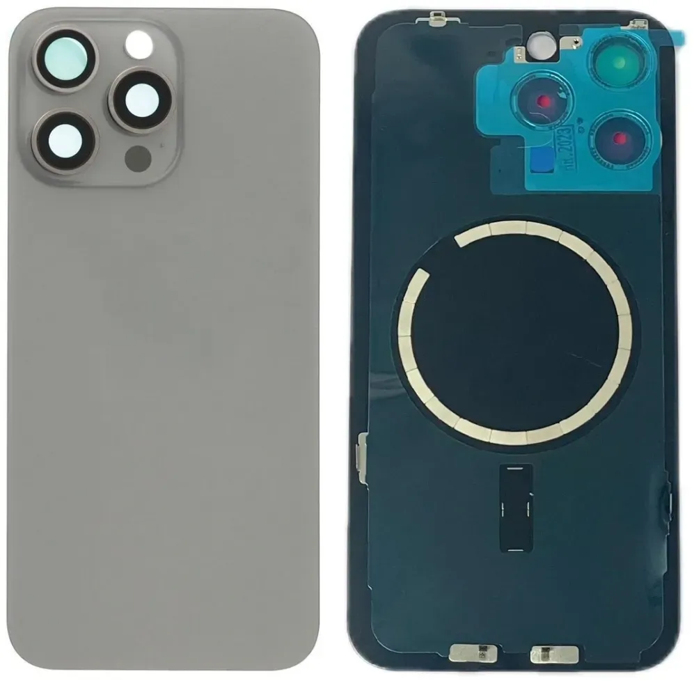 Akkudeckel Backcover für iPhone 15 Pro Max Titan +Magnet Linse Glas, #AS137222