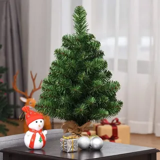 Costway Mini Künstlicher Weihnachtsbaum mit Zementbasis, Christbaum PVC Nadeln, Kunstbaum Weihnachten ideal für Zuhause, Büro, Geschaefte