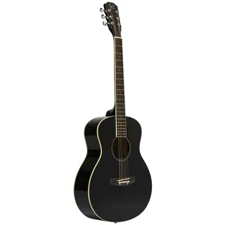 Reisegitarre, western, massive Fichtendecke, schwarz