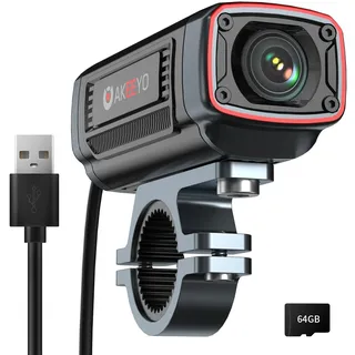 AKEEYO AKY-710S Motorrad-/Fahrradkamera 4K 28fps, 2K 55fps, Weitwinkel 142°, IP67, 5MP, Loop & Emergency-Aufnahme, Parkmonitor, Fahrrad, Outdoor-Sport, Wiederaufladbar, Inklusive 32GB Karte