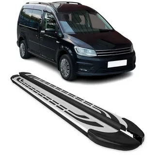 OMAC Kfz-Schmutzfänger Trittbretter Seitenschweller für VW Caddy Maxi 2003-20 Alu Schwarz, 2-tlg., Rutschfest, Haltbar, Aerodynamik schwarz|silberfarben