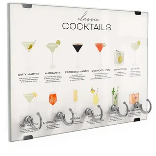 DEQORI Schlüsselbrett 'Die Cocktailreise', (1 St), Schlüsselhalter Schlüssel Haken Schlüsselboard modern Schlüsselleiste weiß