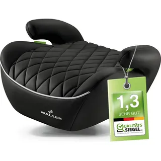 Walser Premium Kinder Sitzerhöhung Auto Andy, Qualitätssieger Sehr Gut* Kindersitz Auto leicht waschbar, Kindersitzerhöhung Auto 125-150 cm neueste Norm ECE R 129, Sitzerhöhung Auto Kinder schwarz