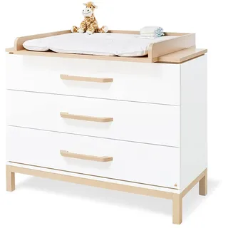 Pinolino Wickelkommode Light breit mit abnehmbarem Wickelaufsatz, 3 Schubkästen, Self-Soft-Close, Dekor