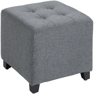 Homcom Fußhocker, Quadratischer Sitzhocker, Ottomane mit Leinenoptik, Holzbeine Fußstütze, Polsterhocker für Wohnzimmer, Schlafzimmer, Grau, 35 x 35 x 35 cm