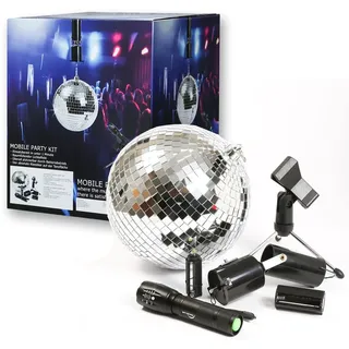 satisfire Discokugel Set Mobile Party Kit - 20cm Kugel Motor Spot Stativ