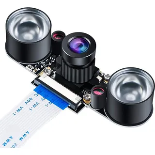 MakerHawk IR fisheye Nachtsicht Infrarot Kameramodul 5MP OV5647 Webcam Einstellbare Raspberry Pi Kamera Video 1080p für Raspberry Modell 2B 2B + 3B 3B + 4B kompatibel mit Raspberry Pi