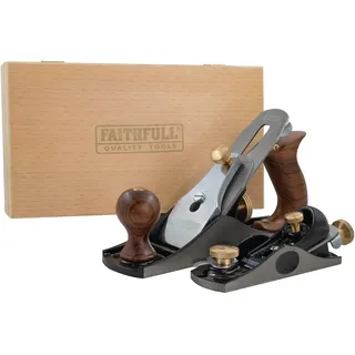 Faithfull Hobelset Nr. 4 & Nr. 6012 in Holzbox – Präzisionsgefertigte Handhobel aus Gusseisen zum Glätten, Trimmen, für Hirnholzarbeiten und allgemeine Holzbearbeitung