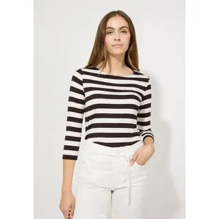 More & More Longsleeve mit Rundhalsausschnitt und 3/4-Arm, Schoko, 34