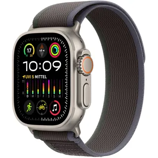 GPS + Cellular 49 mm Titangehäuse natur, Trail Loop blau/schwarz M/L