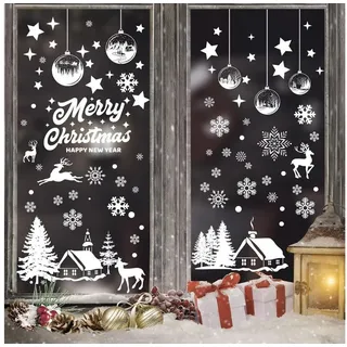luxuskollektion Fensterbilder Weihnachten Schneeflocken Fensterdeko Selbstklebend 9