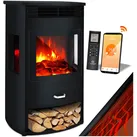 KESSER® Prio Elektrokamin mit Heizung Heizlüfter Fernbedienung WiFi App 950/1900 W Kamin elektrisch LED-Flammeneffekt Kaminfeuer Elektro Kamin mit Thermostat  Panorama-Sichtfenster Heizfunktion Timer