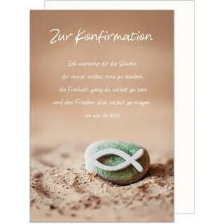 Edition Seidel Premium Glückwunschkarte zur Konfirmation mit Umschlag. Konfirmationskarte Karte mit Spruch Grusskarte Steine Fisch Junge Mädchen (KF308 SW024)