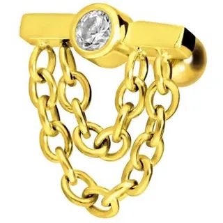 PIERCINGLINE Titan Ohrpiercing mit Innengewinde BALKEN + KRISTALL + 2 KETTEN