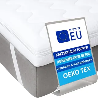 Pillows24 Topper 90 x 200 cm aus Kaltschaum 6 cm hoch weiß