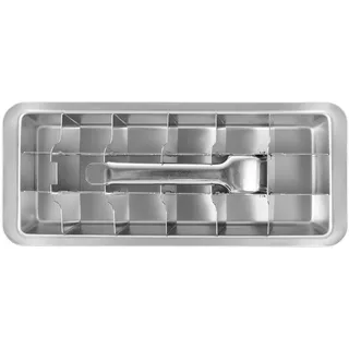 Eiswürfelform aus Edelstahl, 18 Mulden, abnehmbarer Metall-Eiswürfelbereiter mit Griff, leicht zu lösen, keine Kunststoff-Eiswürfelformen, abnehmbarer Gefrierschrank, quadratische Eiswürfelform für