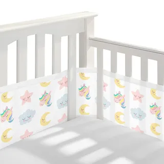 Bettumrandung Babybett,2 Pack Baby Nestchen Bettumrandung,Kopfumrandung Babybett,Atmungsaktive Krippenumrandung,Babybett Atmungsaktiver Kollisionsschutz,Nestchen für Kinderbetten,Babybett Umrandungen