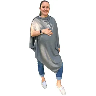 M.M.C. Mandy Still-Poncho 3-in-1 Verwendung zum Stillen, als Stillschal oder als Babydecke - Umstandsmode für und nach der Schwangerschaft (Grau, Einheitsgröße) - Einheitsgröße