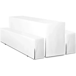 TexDeko TexDeko® Hussen Bierzeltgarnitur gepolstert 5-teiliges Set Premium Blickdicht strapazierfähig 2 Bierbankhussen 1 Biertischhusse 220x50cm für Festzeltgarnitur (Weiß)